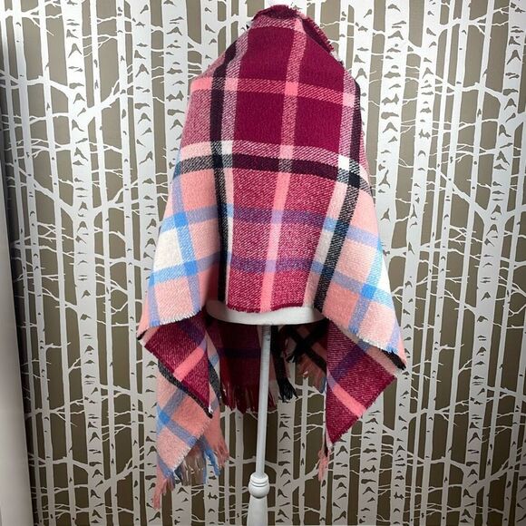Plaid Oversized Fringe Trim Scarf Shawl Wrap - Picture 6 of 8